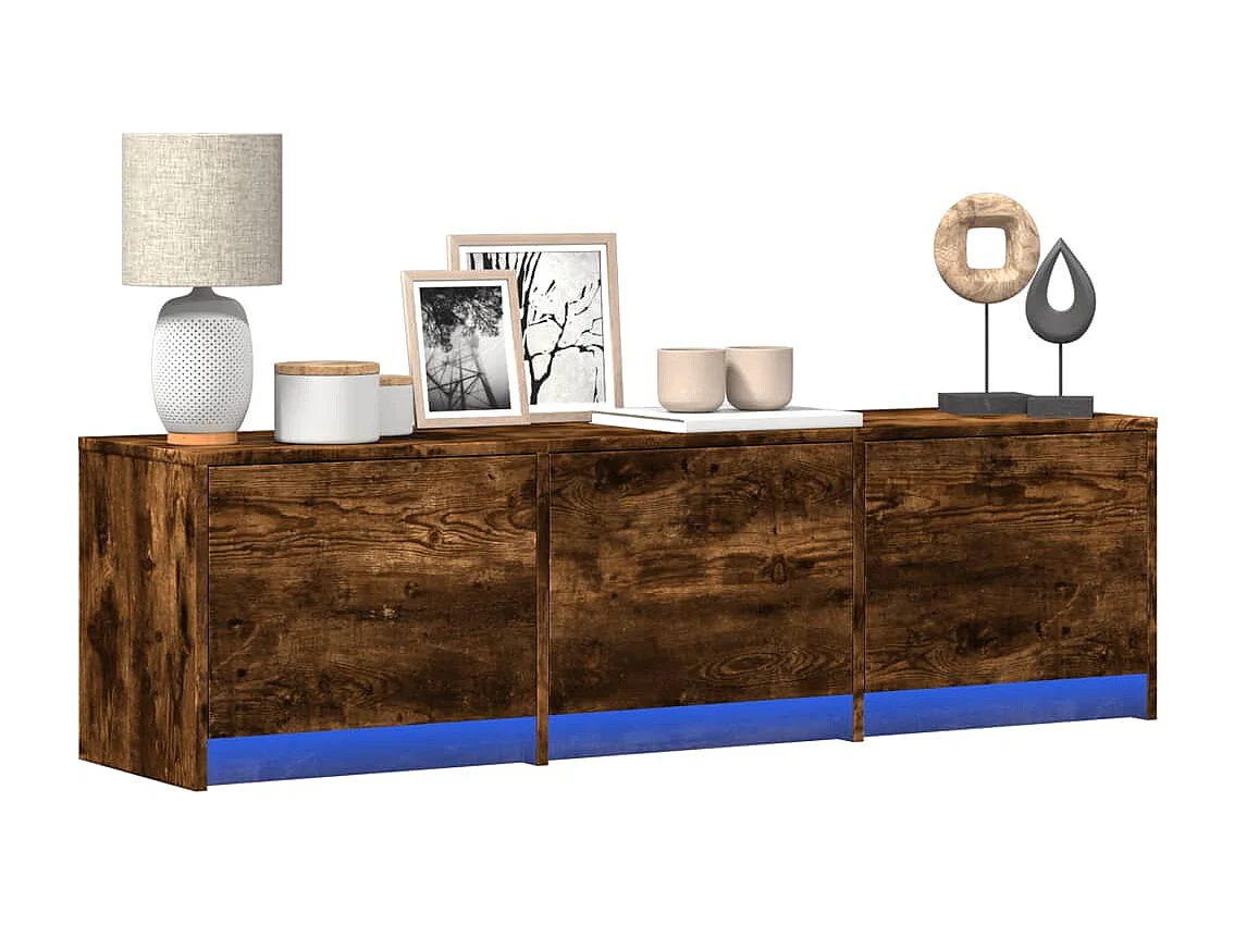 TV-Schrank LED Räuchereiche 140x34x40 cm Holzwerkstoff