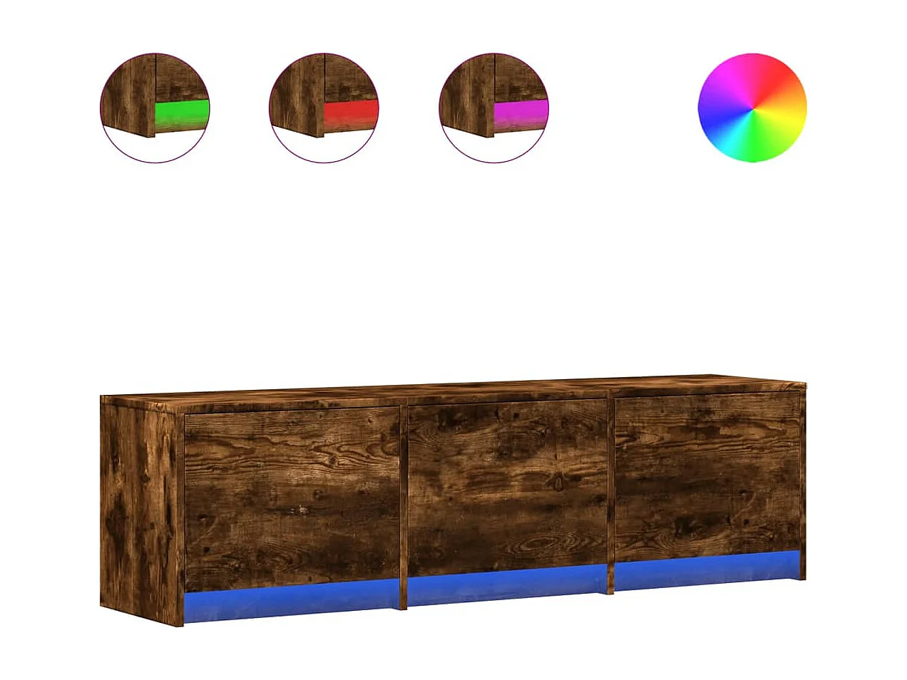 TV-Schrank LED Räuchereiche 140x34x40 cm Holzwerkstoff