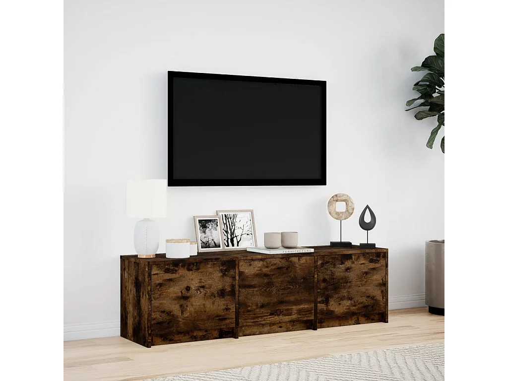TV-Schrank LED Räuchereiche 140x34x40 cm Holzwerkstoff