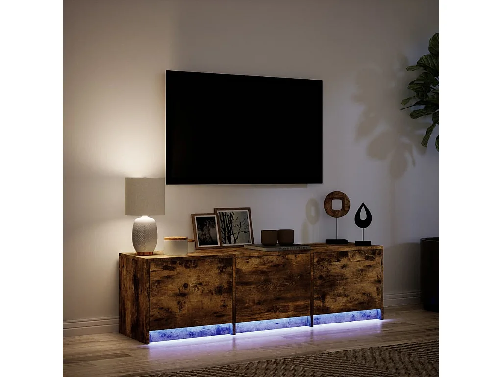 TV-Schrank LED Räuchereiche 140x34x40 cm Holzwerkstoff