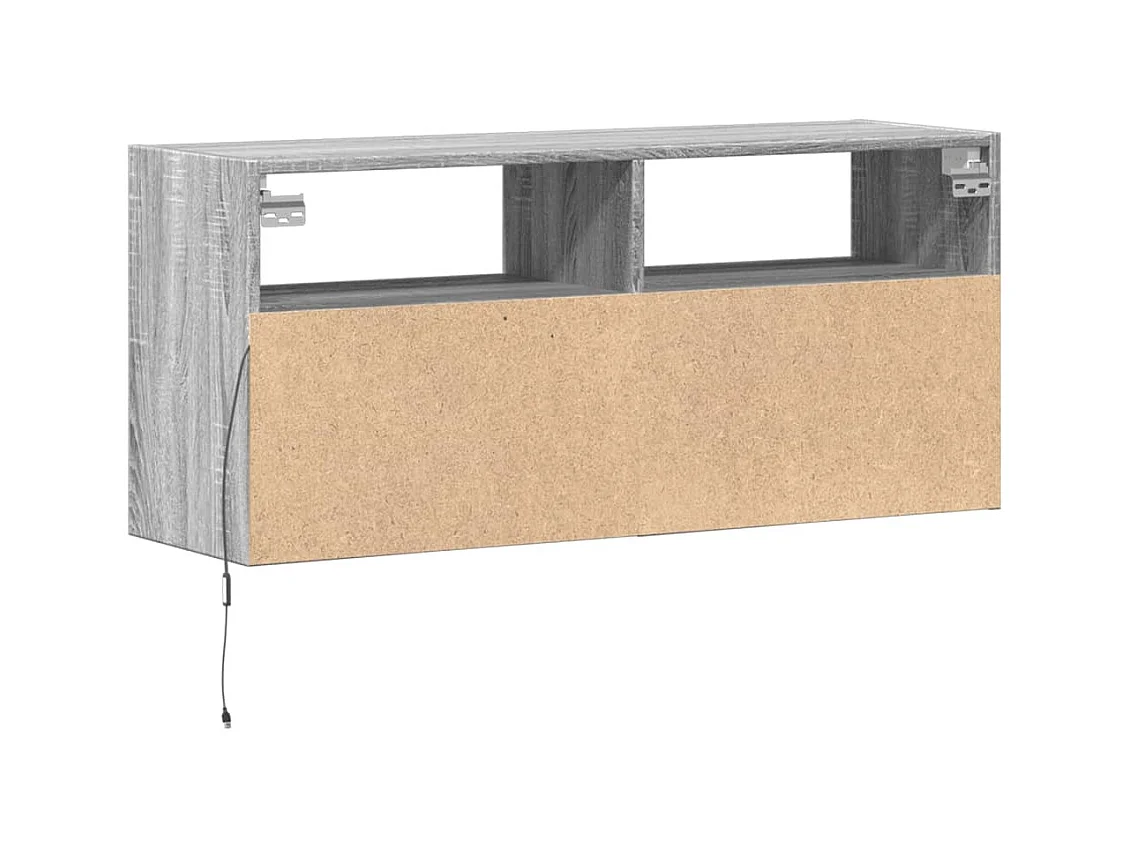 Meuble TV mural avec lumières LED sonoma gris 100x31x45 cm