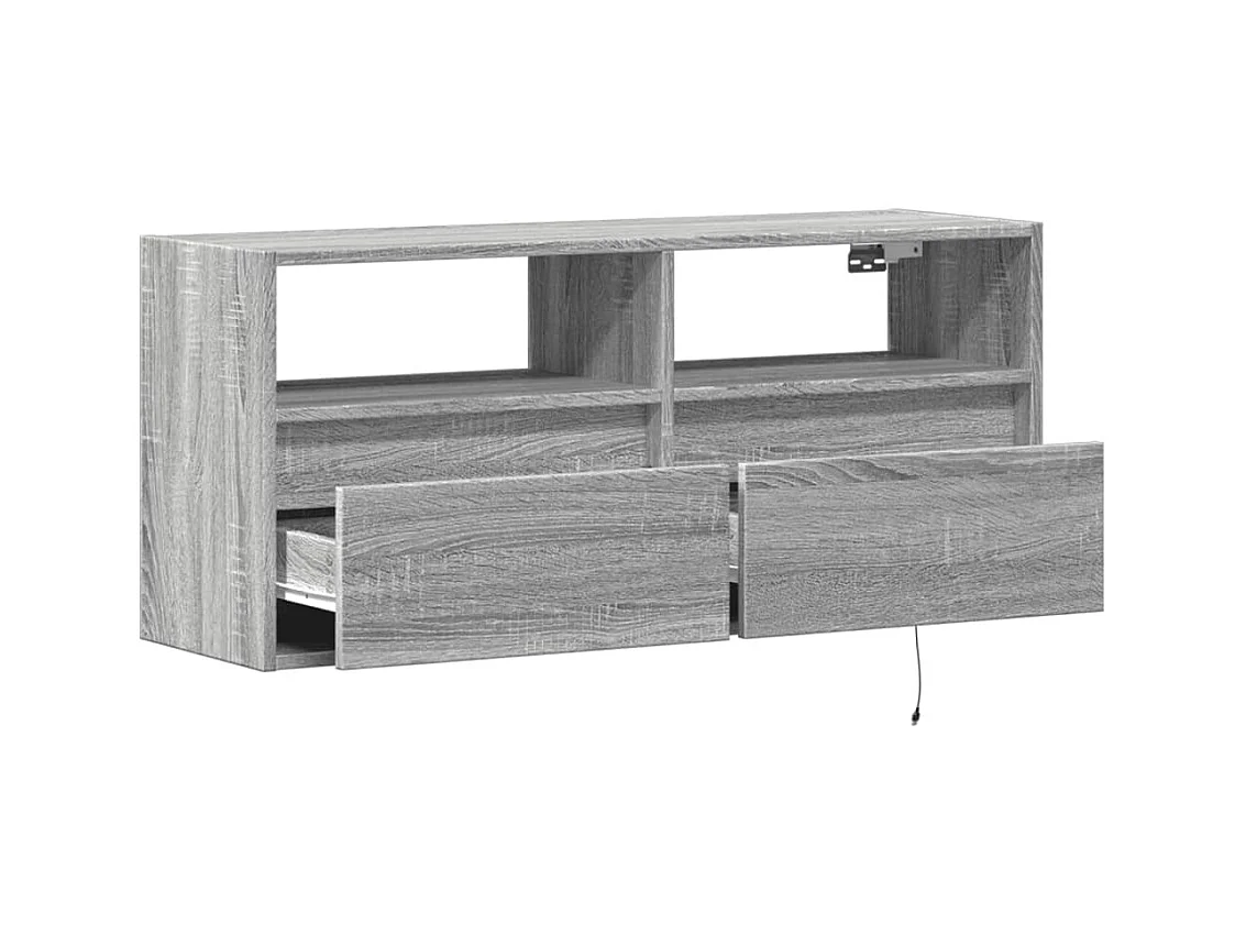 Meuble TV mural avec lumières LED sonoma gris 100x31x45 cm