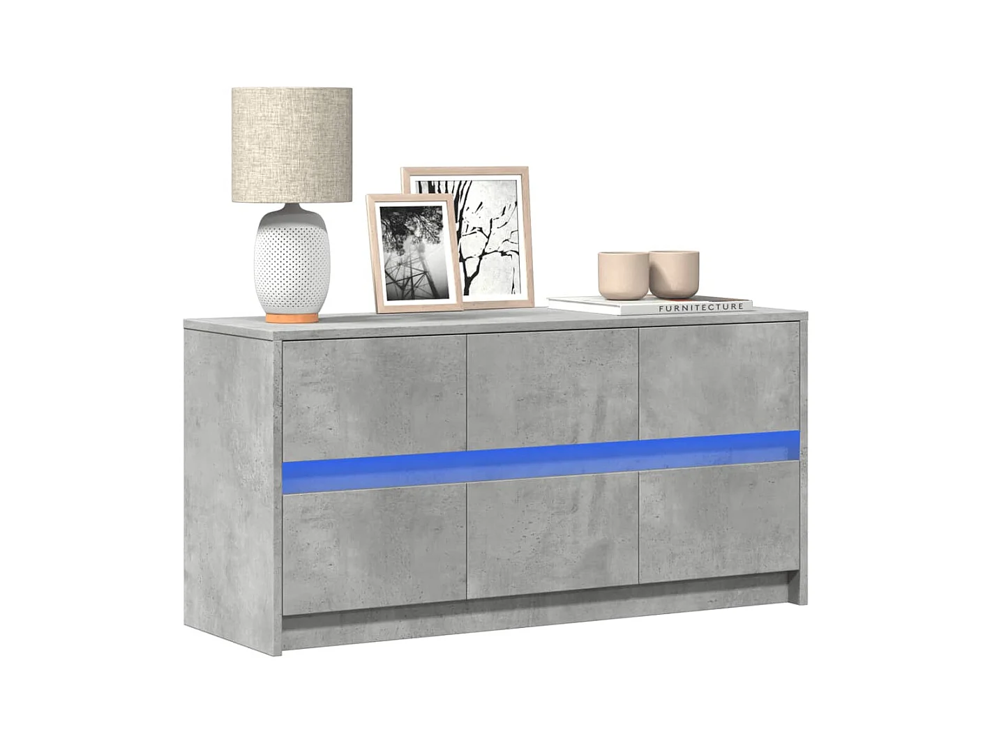 Meuble TV avec LED gris béton 100x34x50 cm bois d'ingénierie