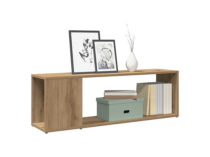 Meuble TV chêne artisanal 100x24x32 cm bois d'ingénierie