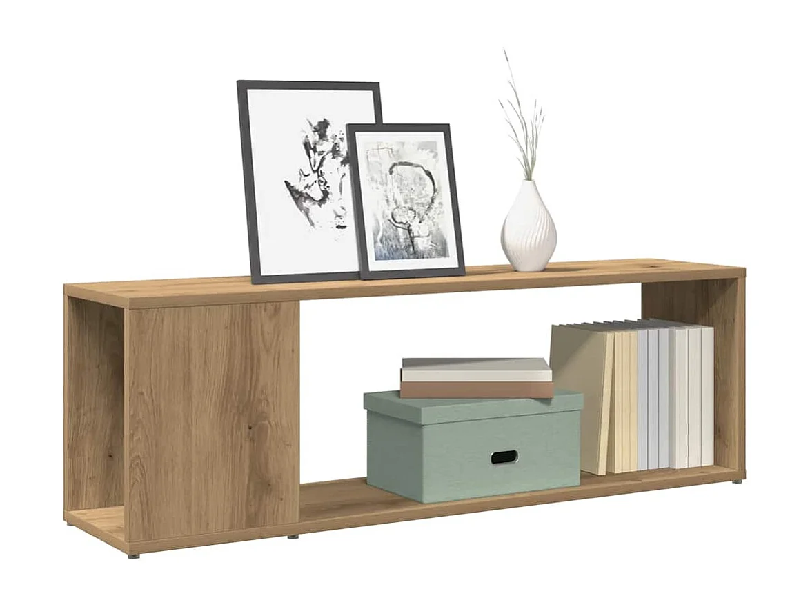 Meuble TV chêne artisanal 100x24x32 cm bois d'ingénierie