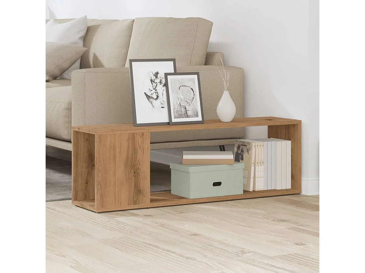 Tv-meubel 100x24x32 cm bewerkt hout artisanaal eikenkleur