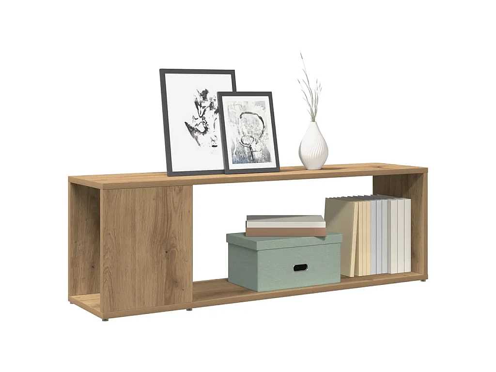Meuble TV chêne artisanal 100x24x32 cm bois d'ingénierie