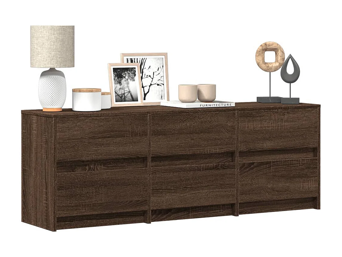 Móvel de TV com luzes LED derivados madeira carvalho castanho