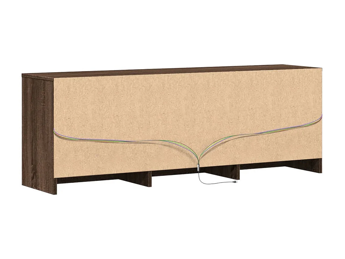 Móvel de TV com luzes LED derivados madeira carvalho castanho