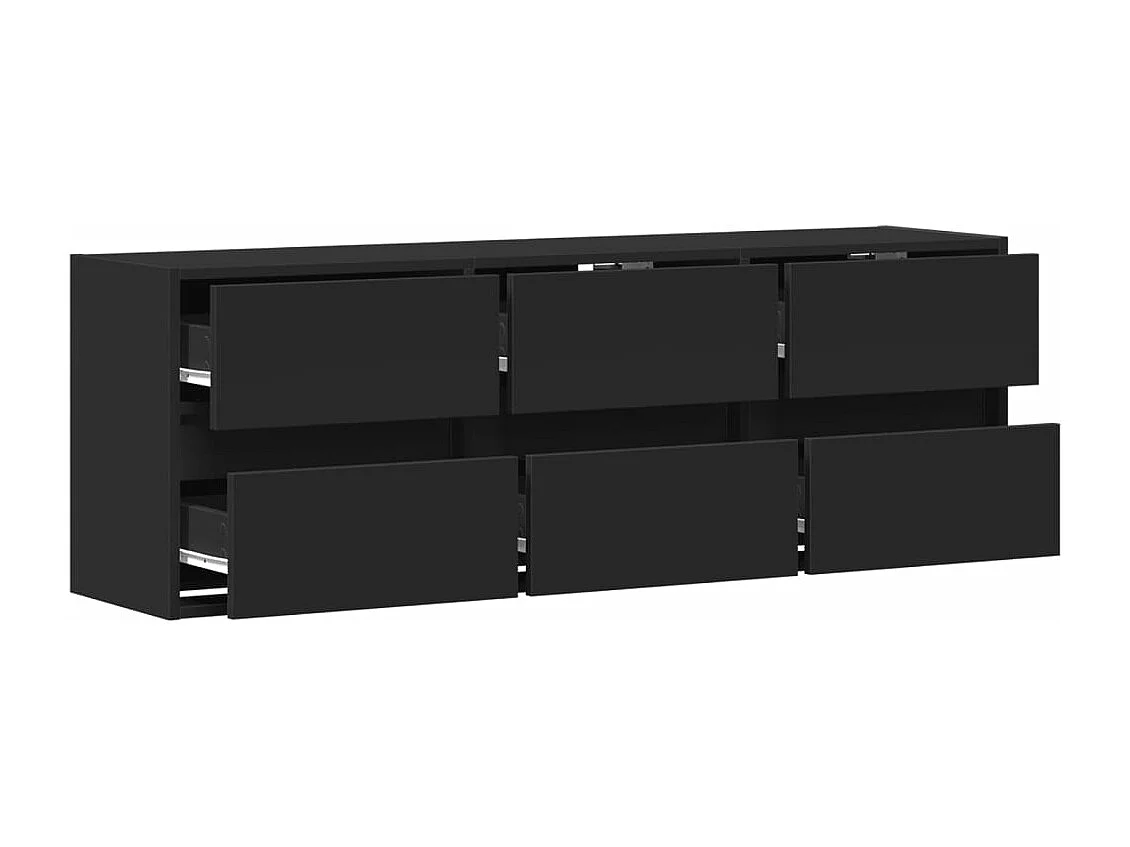 Mobile TV a Parete con Luci LED Nero 130x31x45 cm