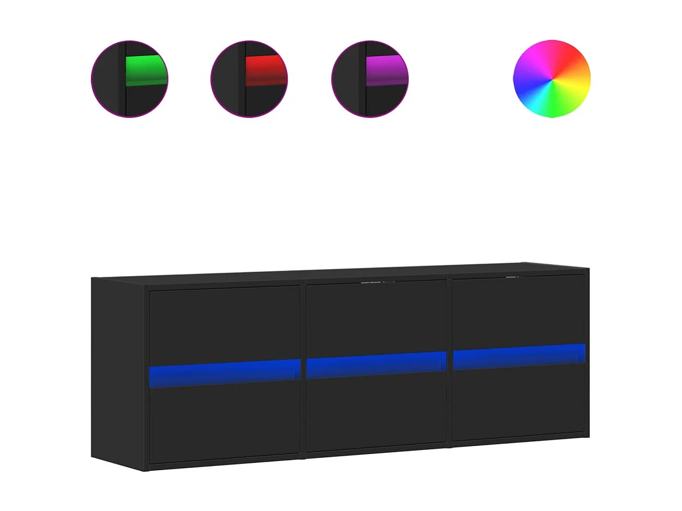 Mobile TV a Parete con Luci LED Nero 130x31x45 cm