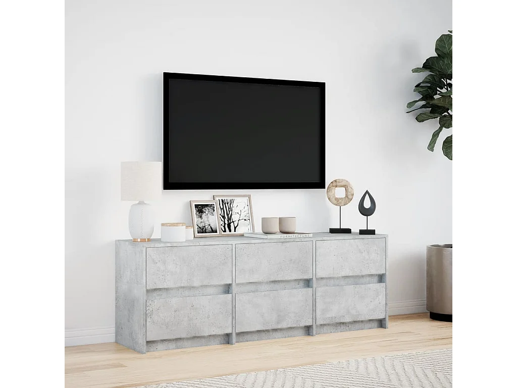 Mobile Porta TV con LED Grigio Cemento 140x34x50cm Truciolato