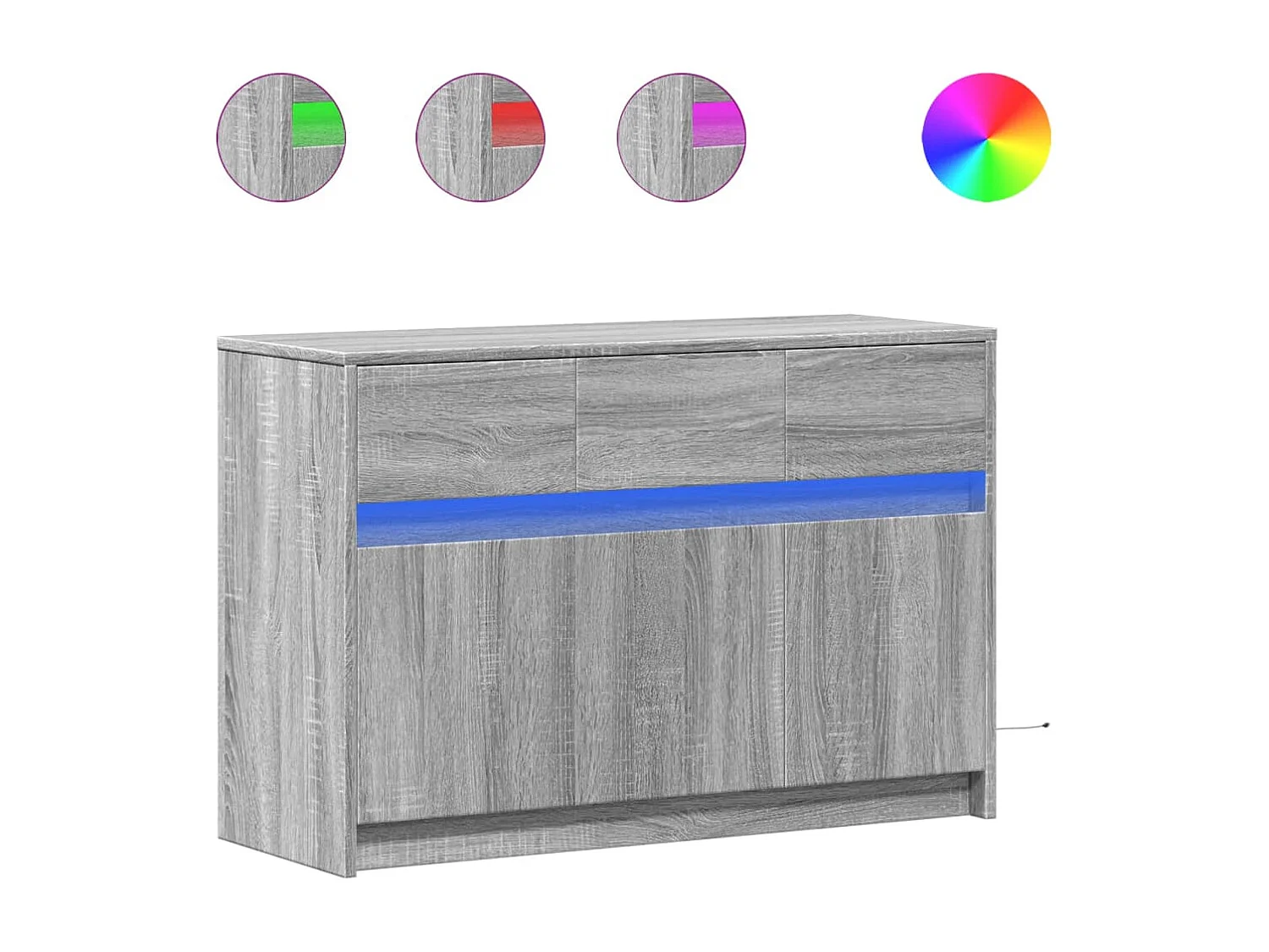 Tv-meubel met LED 91x34x61 cm bewerkt hout grijs sonoma eiken