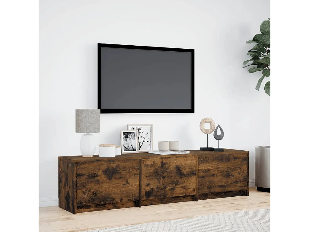 TV-Schrank mit LED-Beleuchtung Räuchereiche 165x34x40 cm