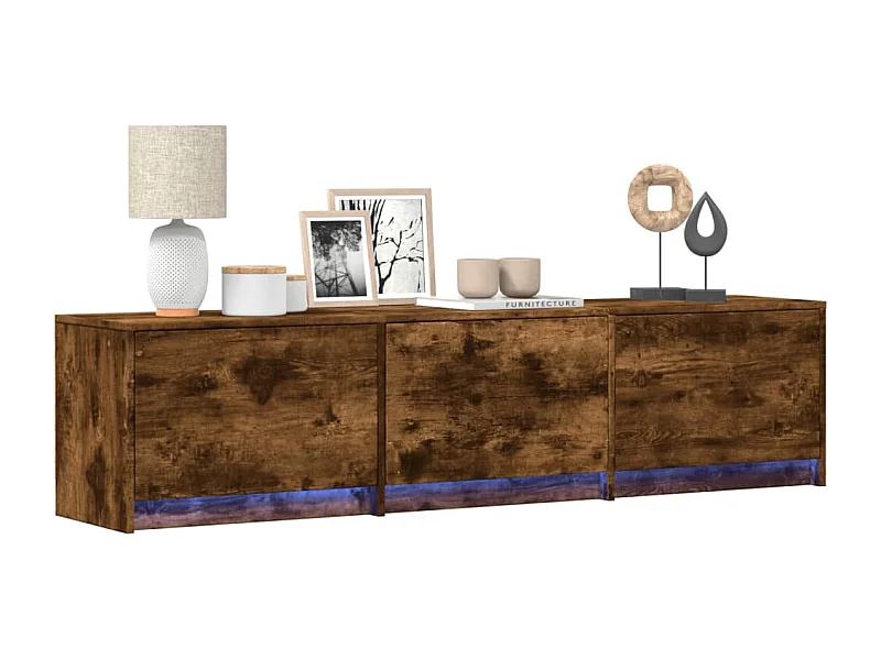 TV-Schrank mit LED-Beleuchtung Räuchereiche 165x34x40 cm