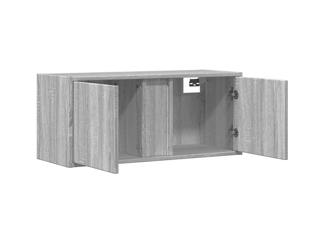 Meuble TV mural avec lumières LED sonoma gris 80x31x35 cm