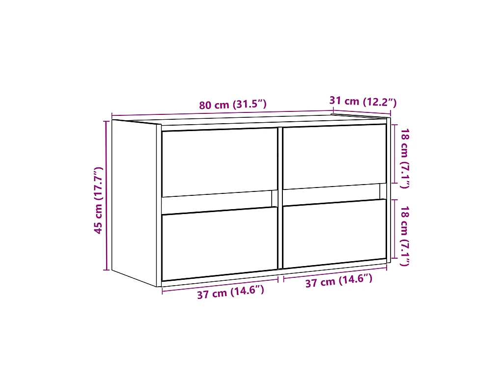Tv-wandmeubel met LED-verlichting 80x31x45 cm gerookt eiken