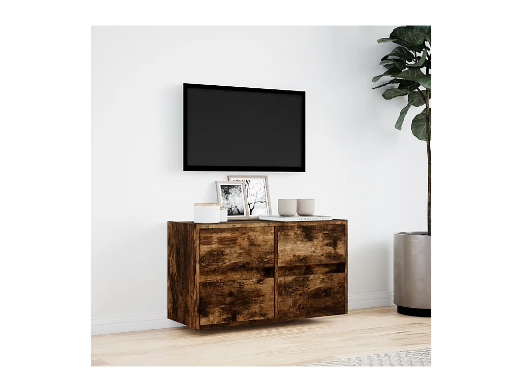 Tv-wandmeubel met LED-verlichting 80x31x45 cm gerookt eiken
