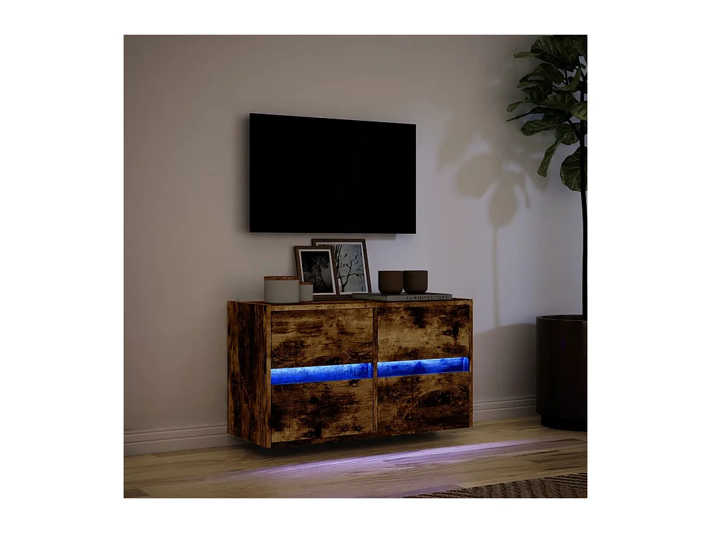 Tv-wandmeubel met LED-verlichting 80x31x45 cm gerookt eiken