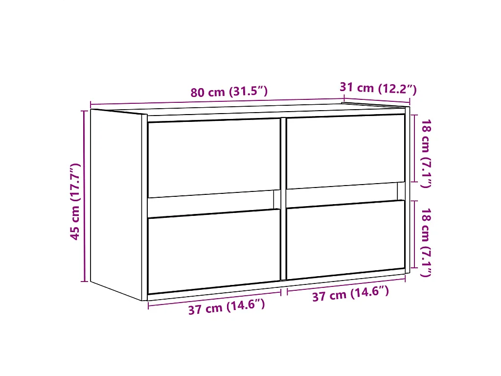Tv-wandmeubel met LED-verlichting 80x31x45 cm gerookt eiken