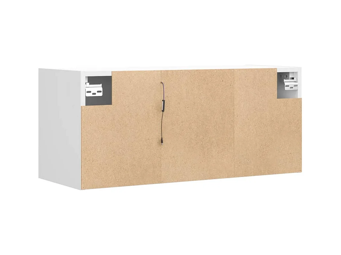 Meuble TV mural avec lumières LED blanc 80x31x35 cm