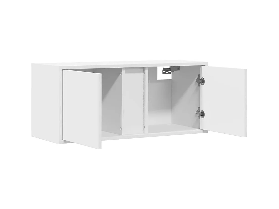 Meuble TV mural avec lumières LED blanc 80x31x35 cm