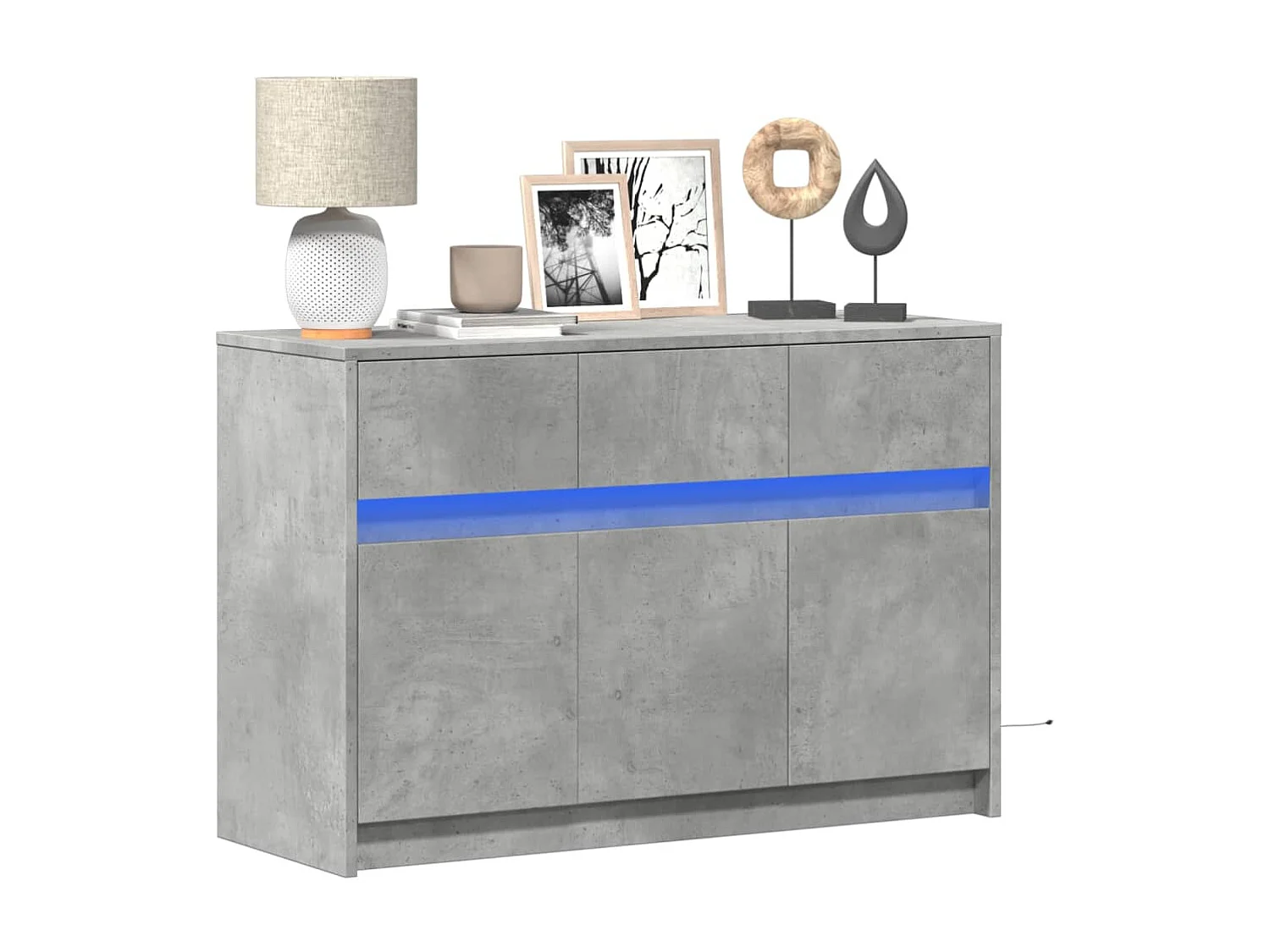 Meuble TV avec LED gris béton 91x34x61 cm bois d'ingénierie