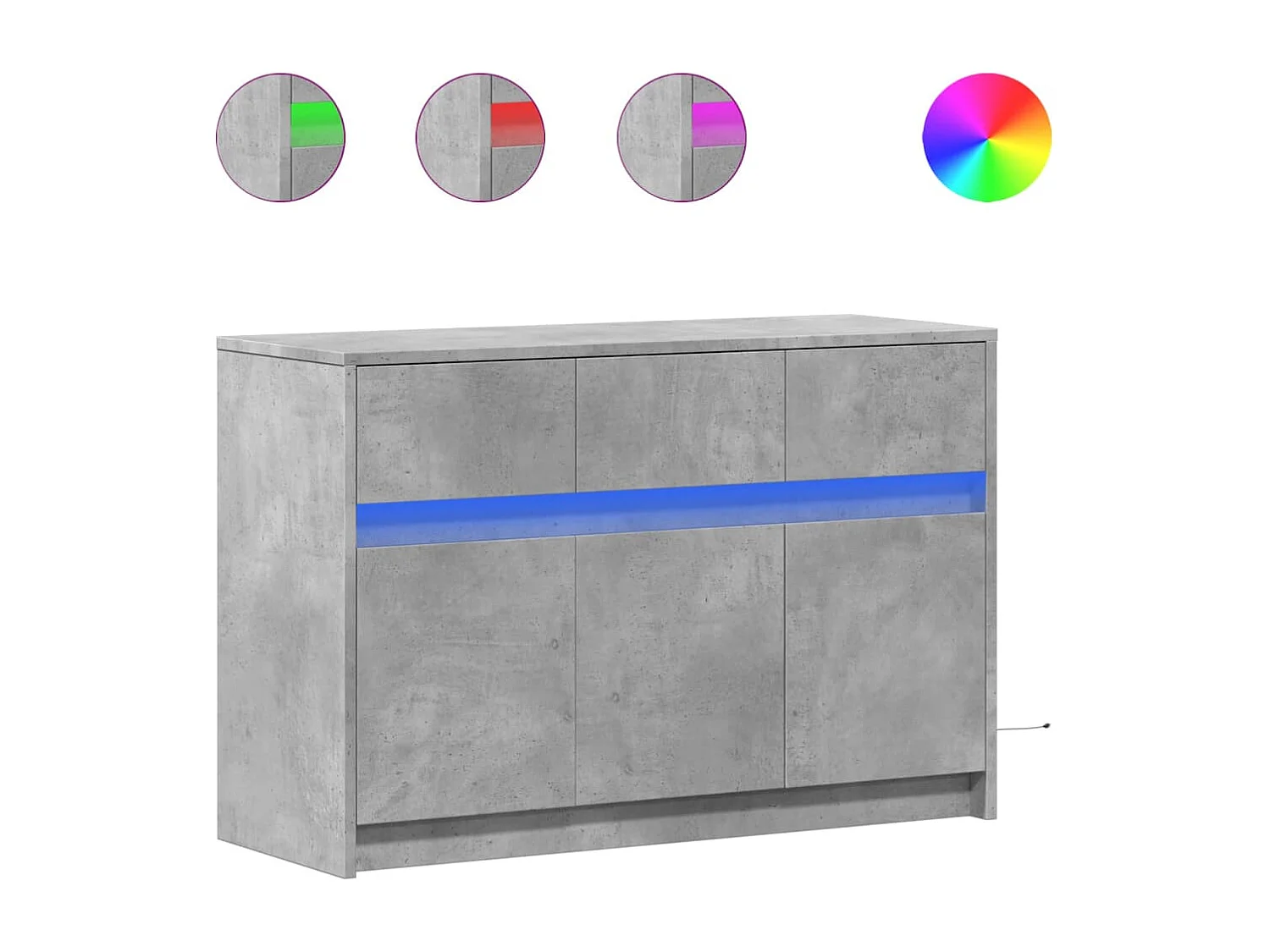 Meuble TV avec LED gris béton 91x34x61 cm bois d'ingénierie