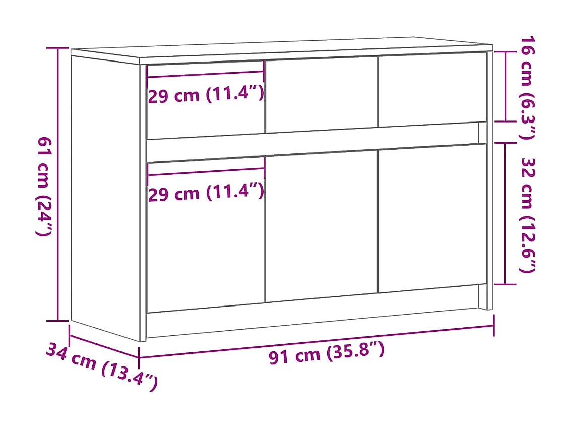 Meuble TV avec LED gris béton 91x34x61 cm bois d'ingénierie