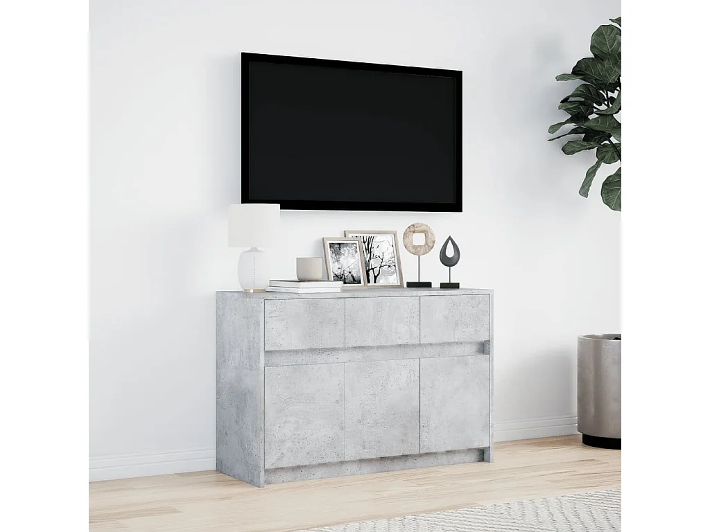 Meuble TV avec LED gris béton 91x34x61 cm bois d'ingénierie