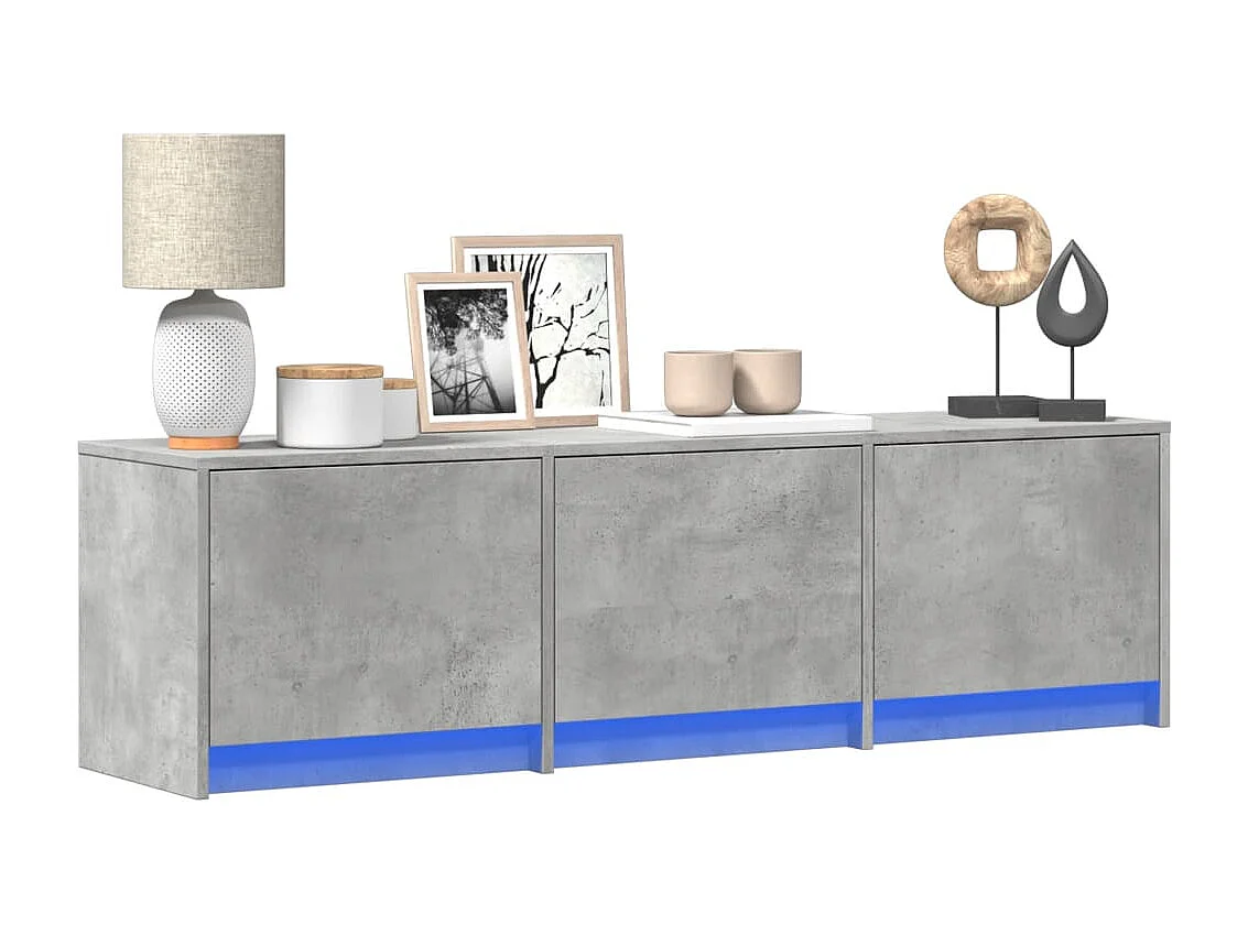 Meuble TV avec LED gris béton 140x34x40 cm bois d'ingénierie