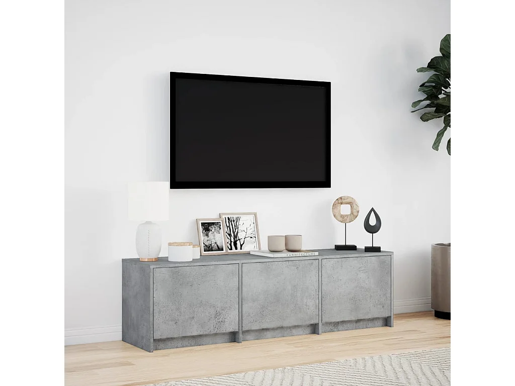 Meuble TV avec LED gris béton 140x34x40 cm bois d'ingénierie