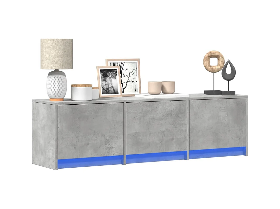 Meuble TV avec LED gris béton 140x34x40 cm bois d'ingénierie