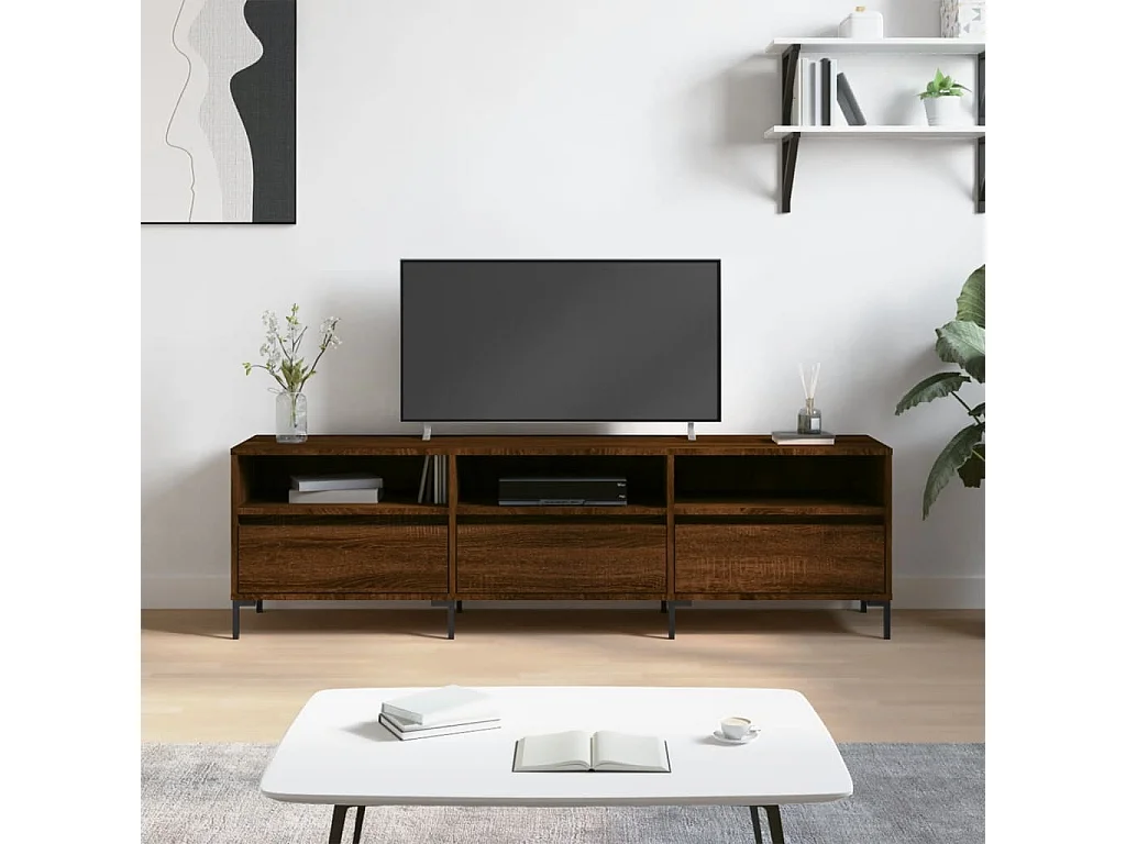 Meuble TV chêne marron 150x30x44,5 cm bois d'ingénierie