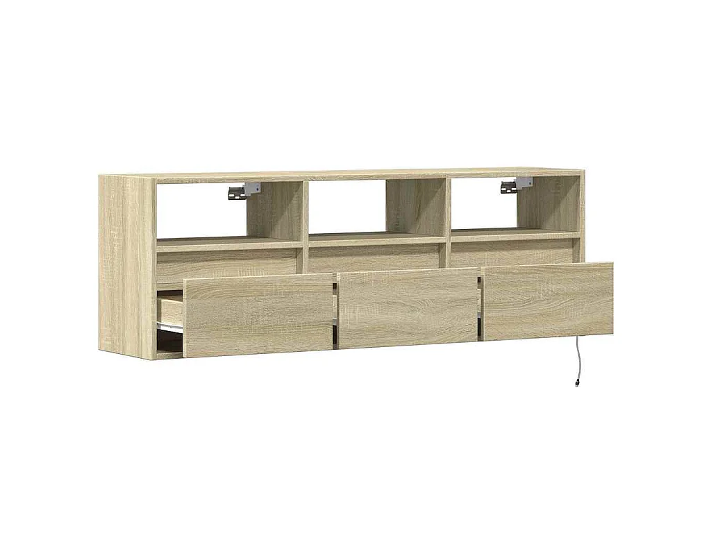Meuble TV mural avec lumières LED chêne sonoma 130x31x45 cm