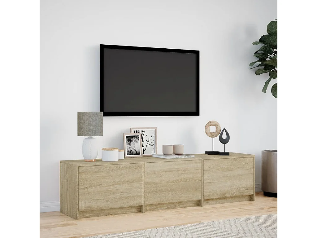 Mueble de TV LED madera de ingeniería roble Sonoma 165x34x40 cm
