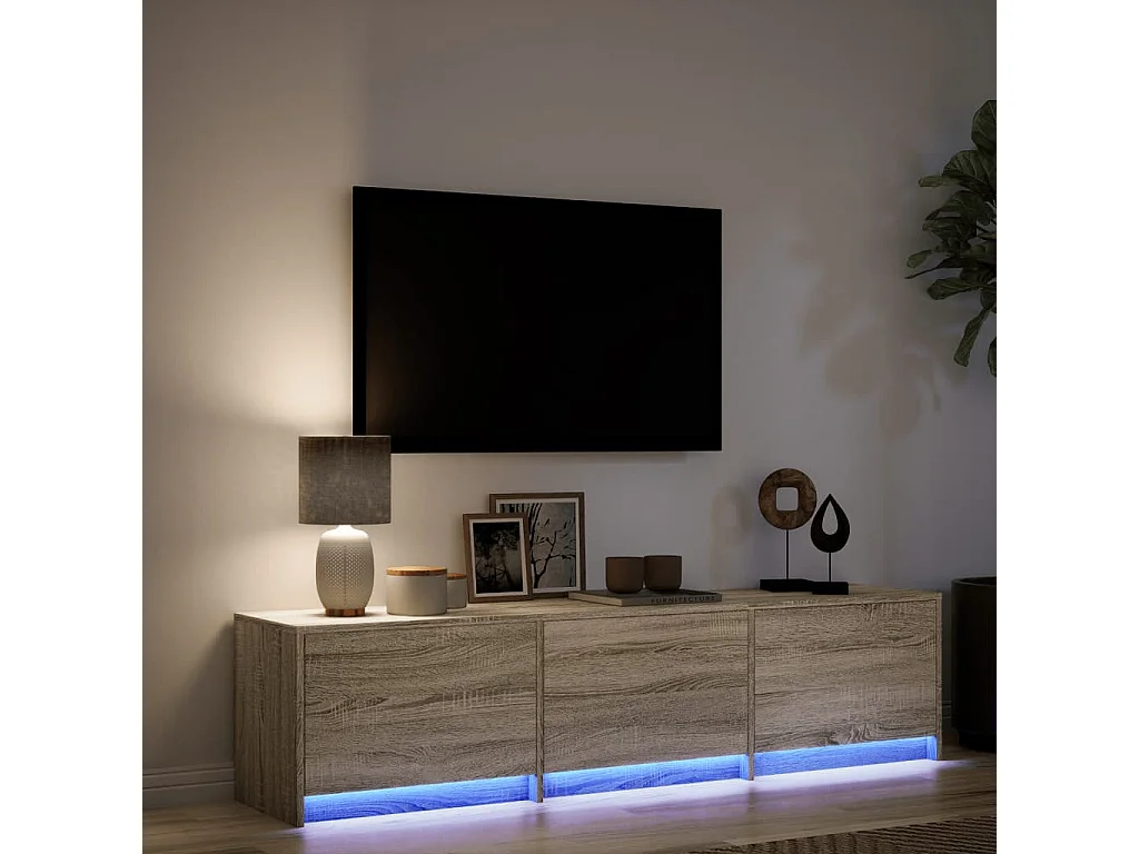Meuble TV avec LED chêne sonoma 165x34x40 cm bois d'ingénierie