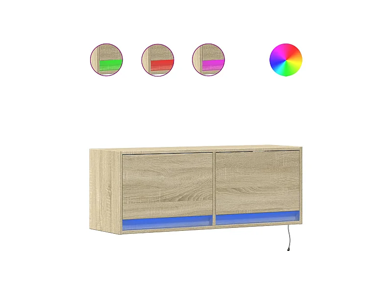 Tv-wandmeubel met LED-verlichting 100x31x35 cm sonoma eiken