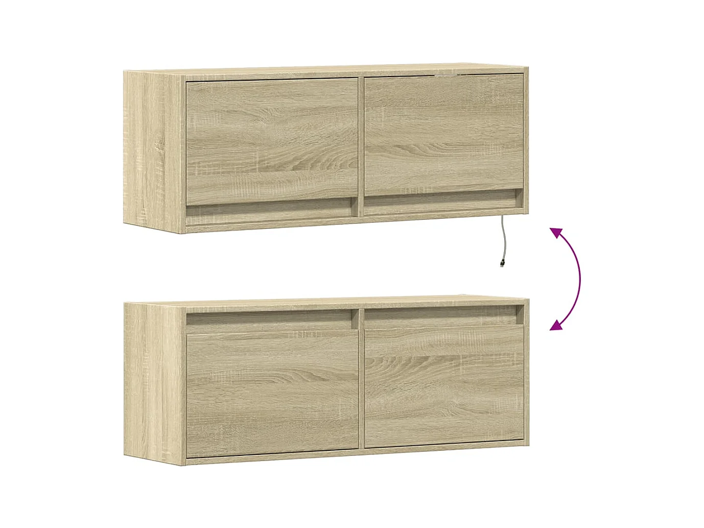 Meuble TV mural avec lumières LED chêne sonoma 100x31x35 cm