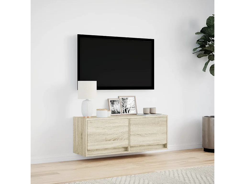 Tv-wandmeubel met LED-verlichting 100x31x35 cm sonoma eiken