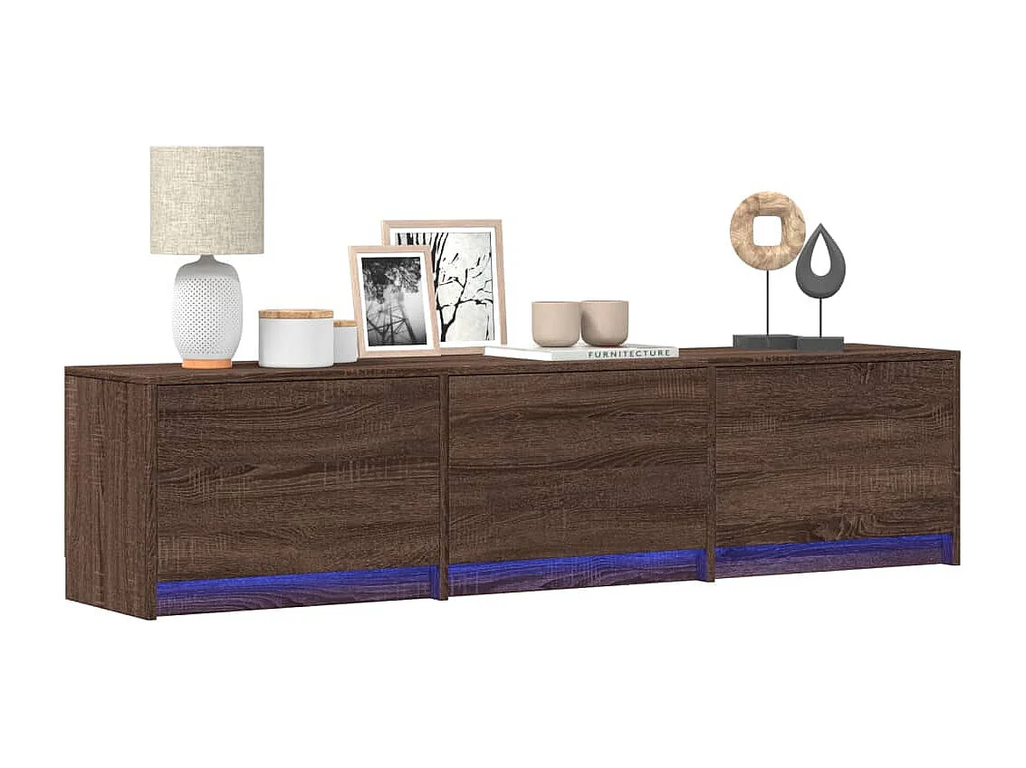 TV-Schrank mit LED-Beleuchtung Braun Eichen-Optik 165x34x40 cm