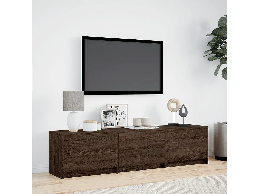 TV-Schrank mit LED-Beleuchtung Braun Eichen-Optik 165x34x40 cm