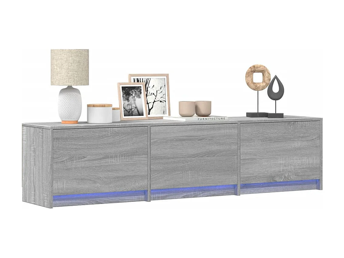 Tv-meubel met LED 165x34x40 cm bewerkt hout grijs sonoma eiken