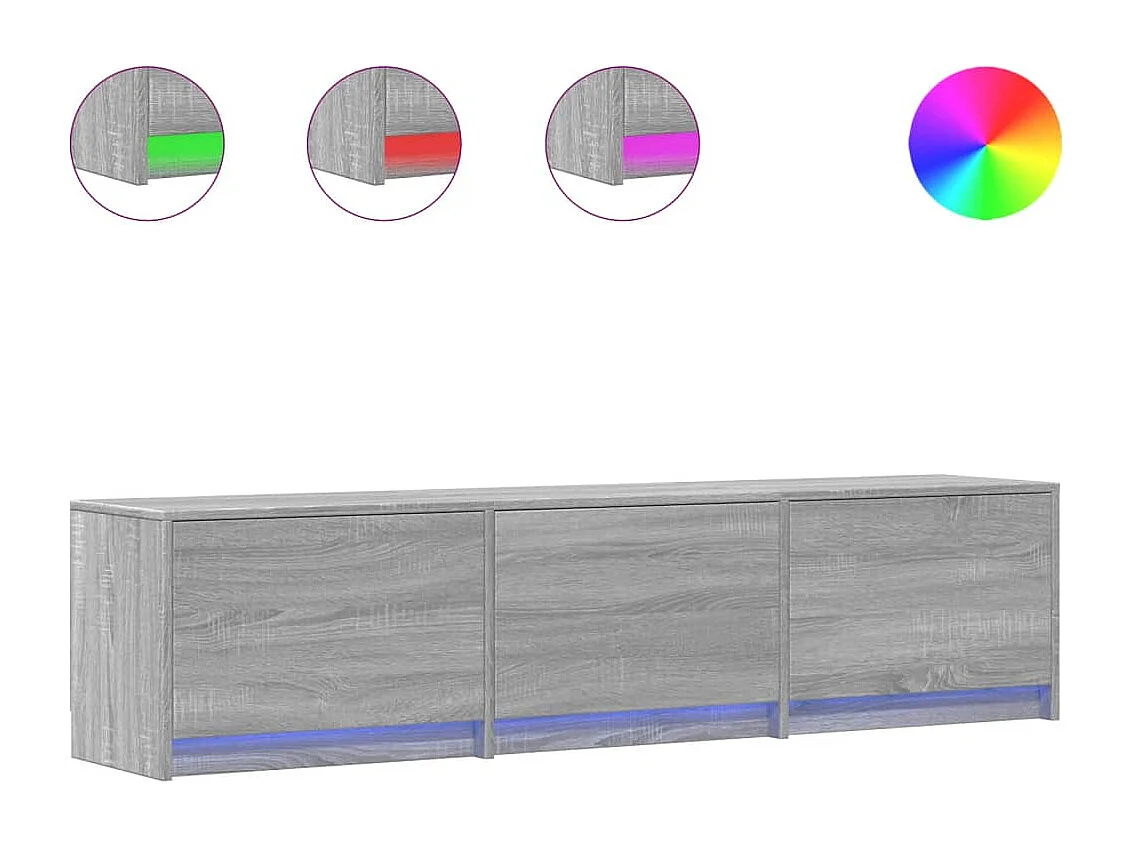 Tv-meubel met LED 165x34x40 cm bewerkt hout grijs sonoma eiken