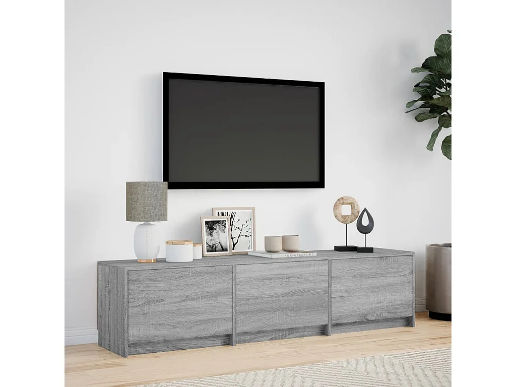 Tv-meubel met LED 165x34x40 cm bewerkt hout grijs sonoma eiken