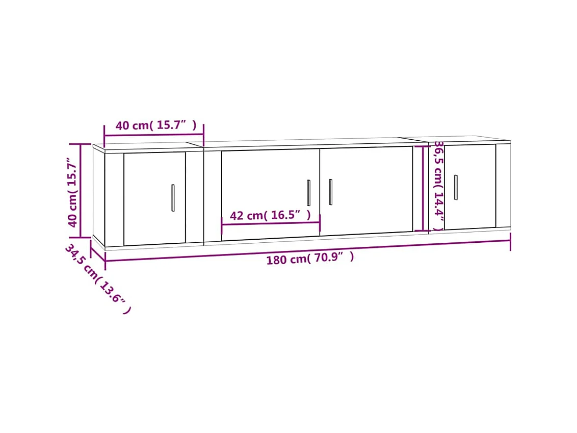 3-tlg. TV-Schrank-Set Weiß Holzwerkstoff