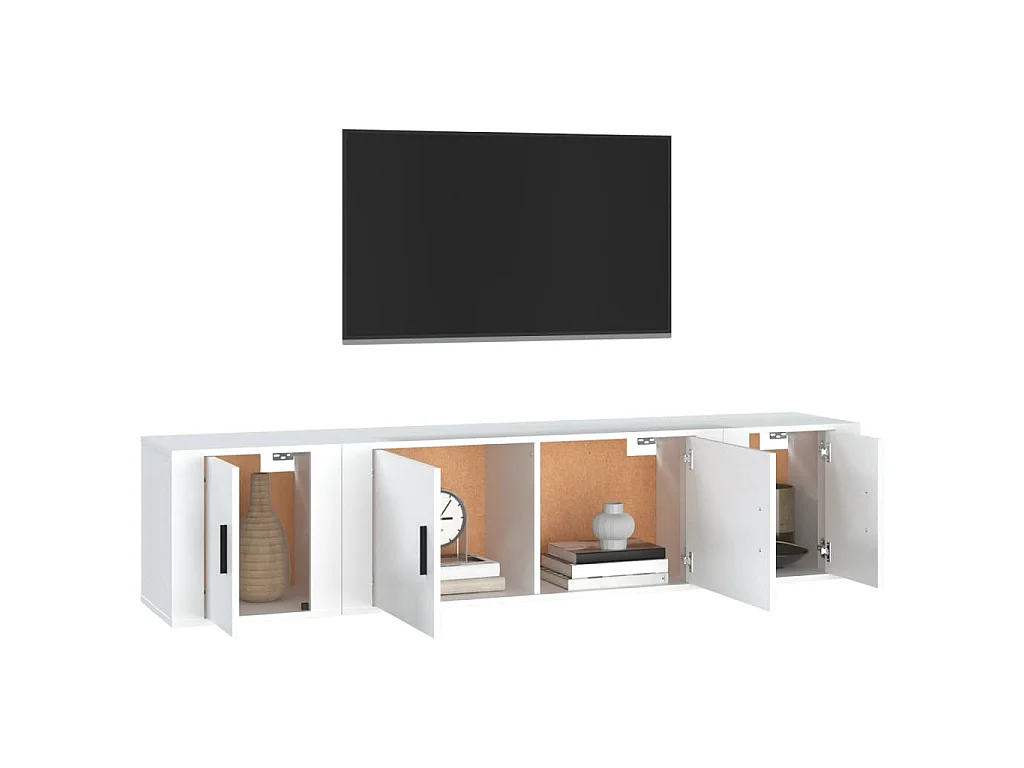 Ensemble de meubles TV 3 pcs Blanc Bois d'ingénierie