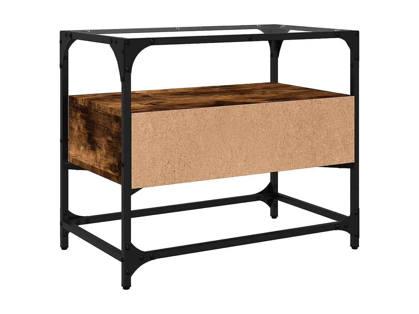 TV-Schrank mit Glasplatte Räuchereiche 60x35x51cm Holzwerkstoff