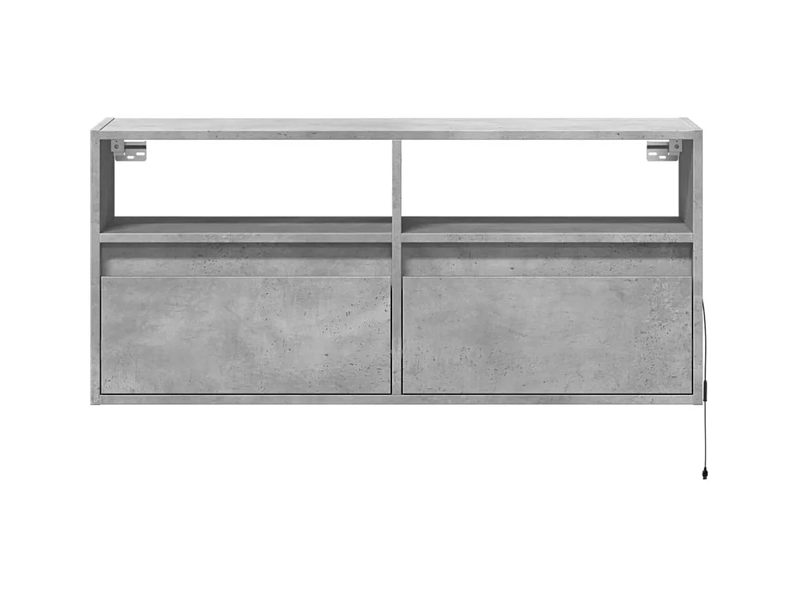 Meuble TV mural avec lumières LED gris béton 100x31x45 cm