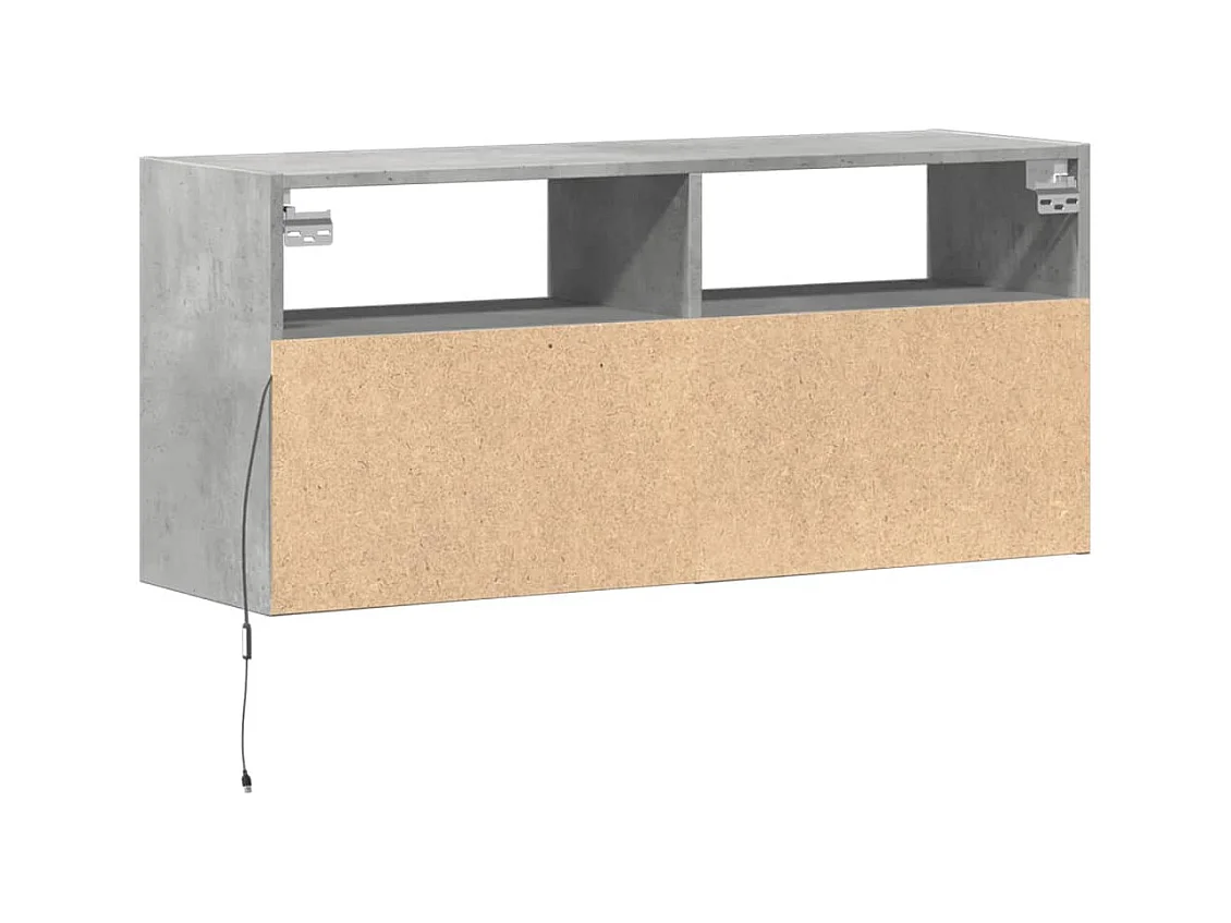 Meuble TV mural avec lumières LED gris béton 100x31x45 cm